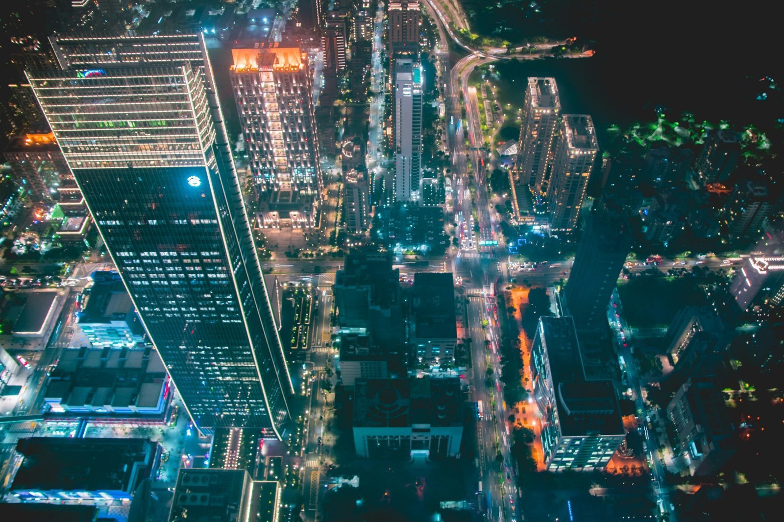 aerial photo of lighted city building during nighttime